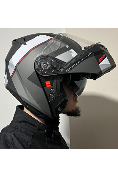 AXXIS STORM SV DIAMOND B22 MATT GRAY ÇENE AÇILIR MOTOSİKLET KASKI