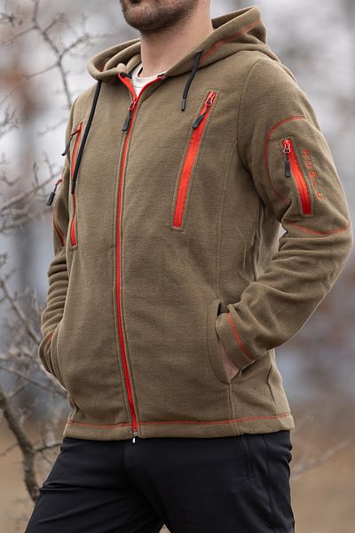 Huğlu 6-Pocket Khaki Fleece Cardigan