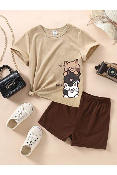 Machetta Dječje Hi mačka s Štampano Set gornjeg i donjeg dela Pamuk kratke hl...