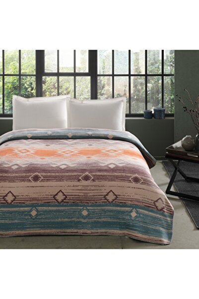 Taç Dakota Pamuk Çift Kişilik Battaniye Turuncu