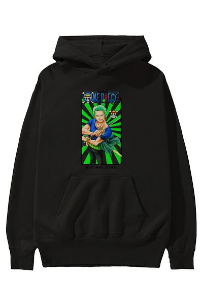 Ankhises Roronoa Zoro 6 Industry Anime Half Door Hanorac negru Hanorac supradimensionat Bărbați și femei