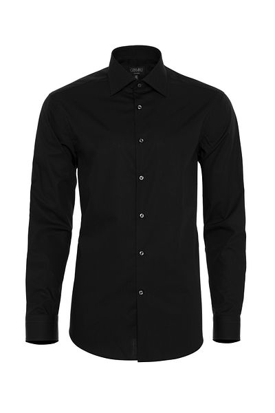 Germirli Non Iron Black Poplin Classic Collar Tailor Fit Shirt