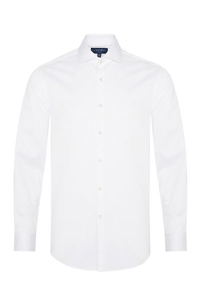 Germirli Non Iron White Satin Tailor Fit Italian Collar Shirt
