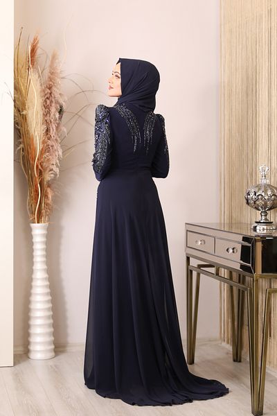 Halezademoda Collar and shoulder Stone Embroidered Jumpsuit Sun