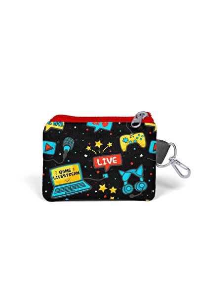 Coral High Kids Black Blue Gamer Patterned Coin Purse 21918
