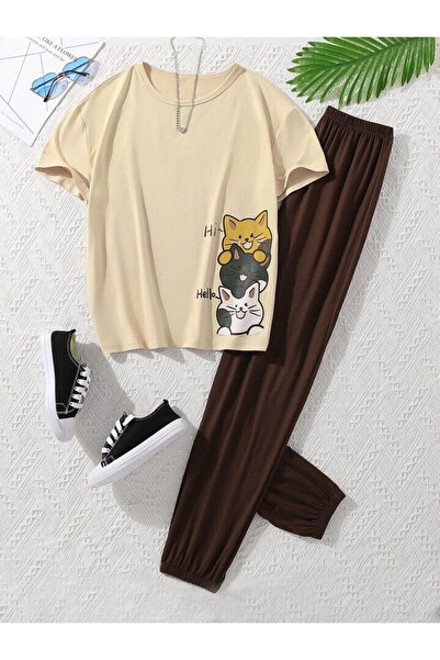 Machetta Dječja Hi mačka s Štampano Set gornjeg i donjeg dela Pamuk komadna t...