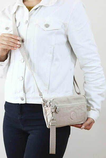 SYHN Krem Orta Boy Günlük Kadın Çapraz Askılı Telefonluk Cüzdan Çanta Su Geçi...