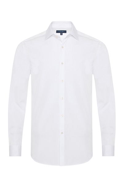 Germirli White Tailor Fit 1202 Journey Non Iron Cotton Classic Collar Shirt