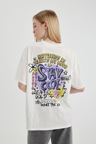 DeFacto Coool Oversize Fit Back štampana majica kratkih rukava CKSNUMKSAKKSNU...