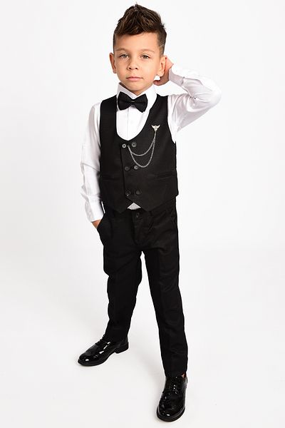 Sevimlice Kids Boy's Vest Chain Bow Tie Suit