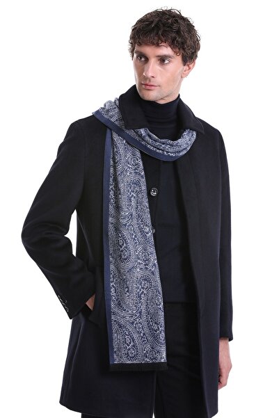 Hatemoğlu Navy Blue Patterned Scarf