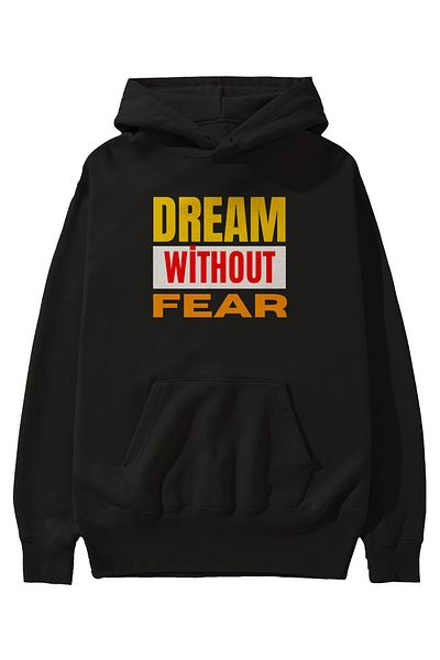Ankhises Dream Without Fear Hanorac negru cu glugă oversize pentru bărbați și femei