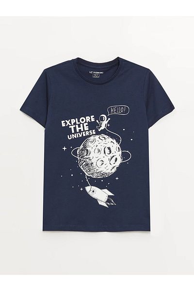 LC Waikiki Σετ πιτζάμες για αγόρια LCW Kids - Crew Neck, εμπριμέ, κοντομάνικο