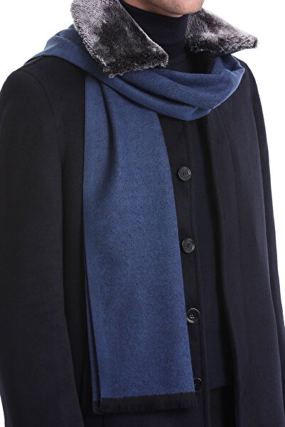 Hatemoğlu Navy Blue Patterned Scarf