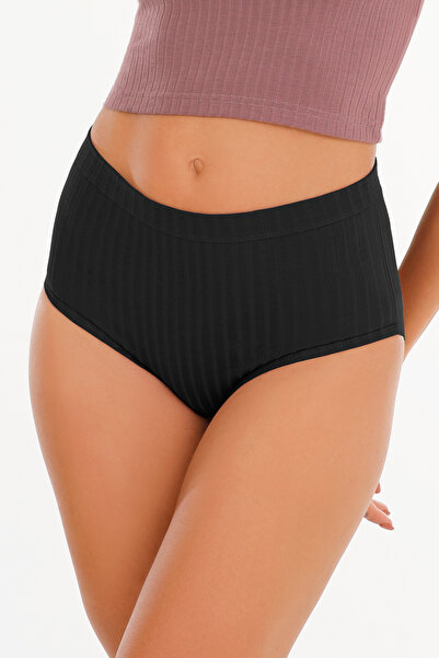 Sensu Chiloți 5 piese pentru femei, model cu nervuri, bumbac, culori moi, talie înaltă