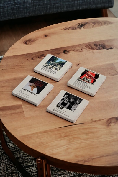 Baumatelier Rock Bands Album Themed Stone Coasters Stone Travertine Coasters ...