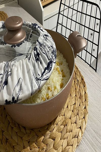 Emtory Home Капак за приготвяне на ориз, олио за пуканки, непропусклив, гумен, тъмносин, флорален