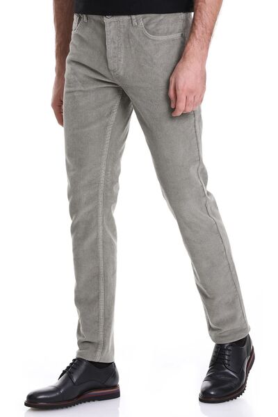 Hatemoğlu Зелени ежедневни кадифени панталони с 5 джоба и динамична кройка