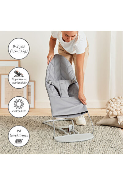 BabyBjörn Pastel Oyuncaklı Bliss Ana Kucağı Petal Woven Grey