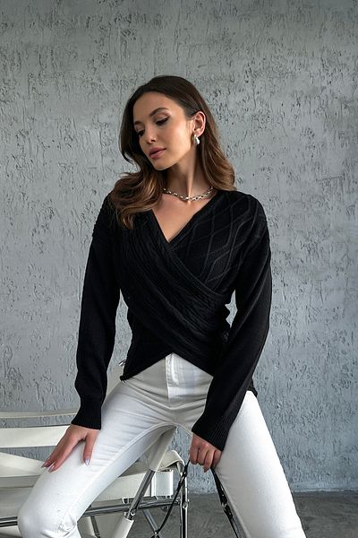 nosia fashion Pulover de damă cu guler dublu tricotat cu modele
