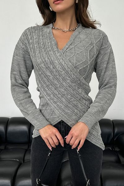 nosia fashion Double Breasted Collar Knitted Patterned Women's Knitwear Sweater
