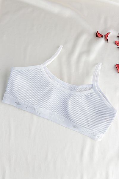 ewellce Young Girl's Training Bra with Rope Strap Jacquard Combed Cotton Pads