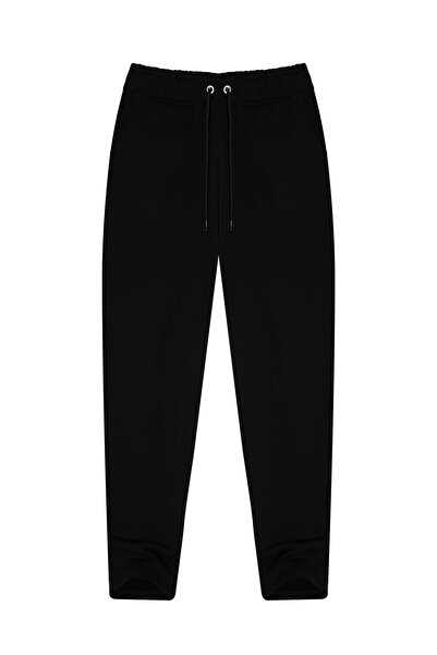 Cottonland Women's Talya Summer Comfortable Cut Cotton Tracksuit Bottom Black