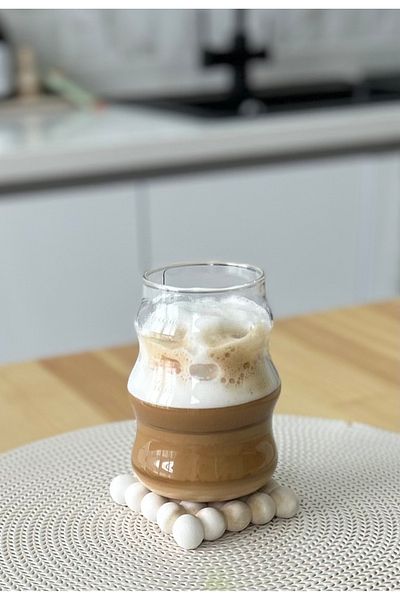 MİMOZA PARK Heat Resistant Borosilicate Layered Long Plain Auger Shaped Cup| Coffee and Presentation Cup - 1 Piece