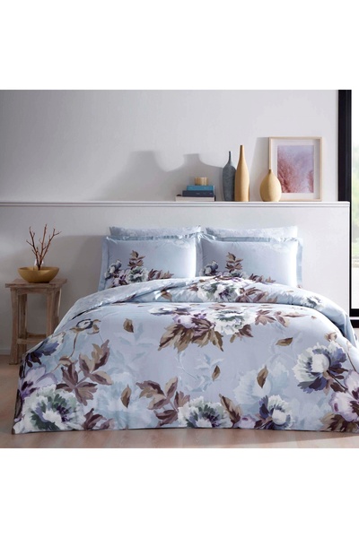 Linens Ralista Pamuk Saten Çift Kişilik Nevresim Takımı Mavi