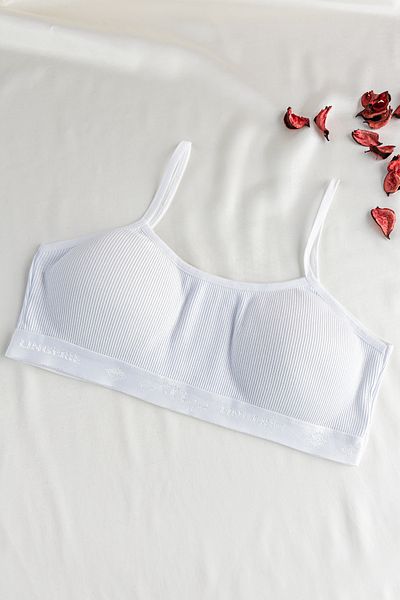 ewellce Young Girl's Training Bra with Rope Strap Jacquard Combed Cotton Pads