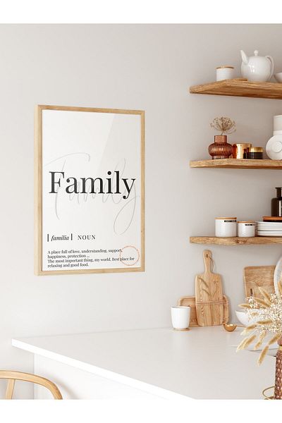 Postifull Family - Poster de tablou scris cu design de familie - Tablou fără cadru - Poster estetic - Decor de perete