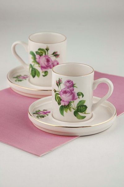 Bursa Porselen Dekor Pink rose gold 2-person coffee cup set
