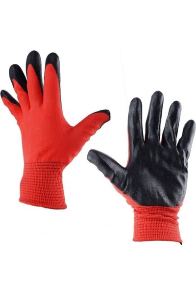 Mafel Eli Nitril 007 Iş Eldiveni No:10 Xl 12 Adet Kırmızı-siyah
