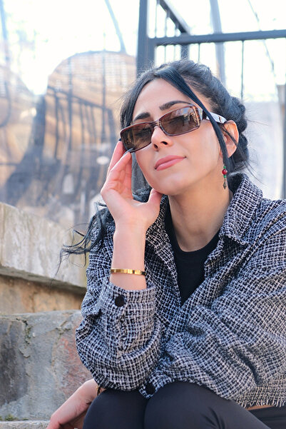 CALDİNİ المرأة البني منقوشة العظام الاستقطاب النظارات الشمسية الرجعية CS013 C16