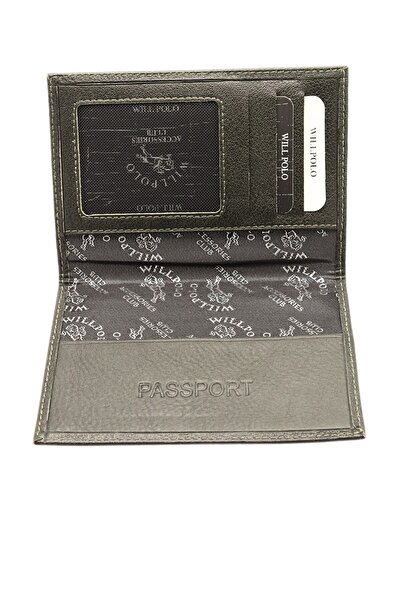 willpolo Πράσινη θήκη διαβατηρίου από γνήσιο δέρμα