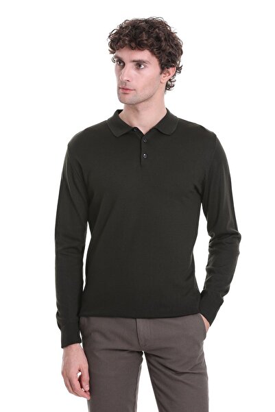 Hatemoğlu Haki Regular Fit Прямий Поло Комір Трикотажний Светр