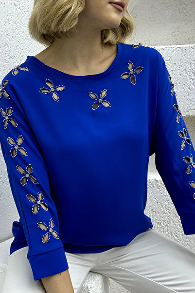 TRENDBUTİKOFFİCİAL Комір/рукав з деталями, лазерний виріз, креп-тканина, сорочка