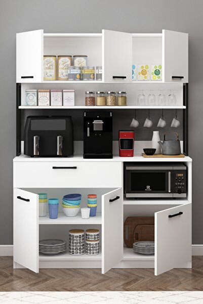 Avmpark Ervin Çok Amaçlı E3 Beyaz Airfry Dolabı 3 Kapaklı Kahve Köşesi