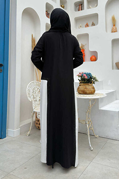 Bym Fashion Pleat Stone Detailed Zippered Ferace 7892 Ecru