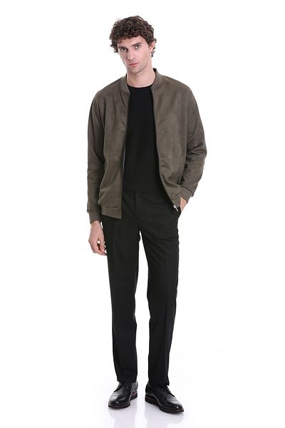 Hatemoğlu Εποχιακό παλτό Khaki Regular Fit Straight Bomber Collar