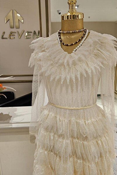 ELEVEN WİNTAGE YAPRAK KESİM KAT KAT ETEK ELBİSE