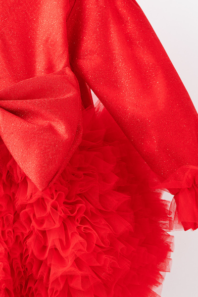 Banamio Luna Kabarık Tüllü Tütülü Elbise (KIRMIZI)
