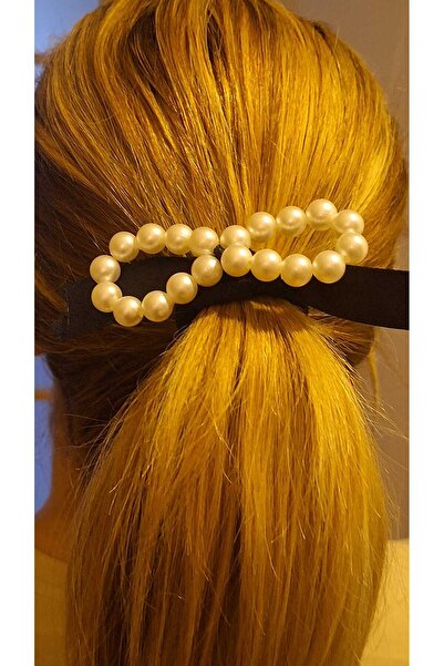 Nino Store هدية شريط لؤلؤي على شكل علامة لا نهائية، إبزيم مطاطي أسود مكون من ...