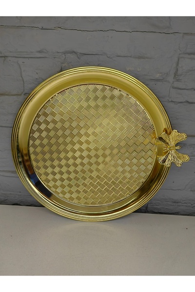 ALANYA HOME DECOR COFFEE PRESENTATION BUTTERFLY CHECKERS TRAY ROUND KAHVE SUN...