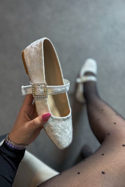 SHOEBELLAS Balerini de damă Vılla White Velvet