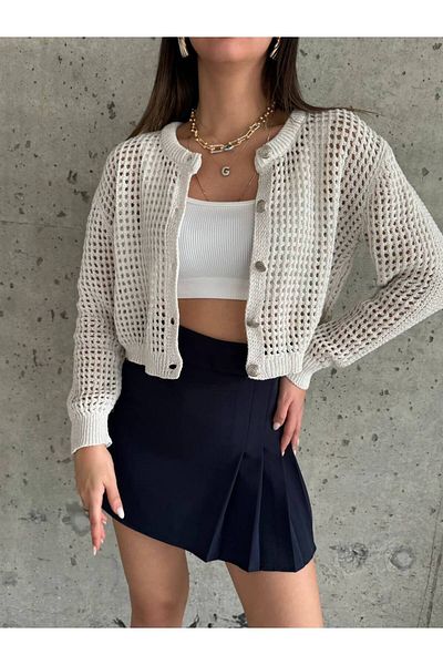 Noa Noa Γυναικεία ζακέτα με λαιμόκοψη με λεπτομέρεια διάτρητη