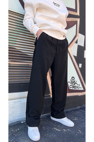 ElitWear Ανδρικό φαρδύ παντελόνι από πλισέ ύφασμα