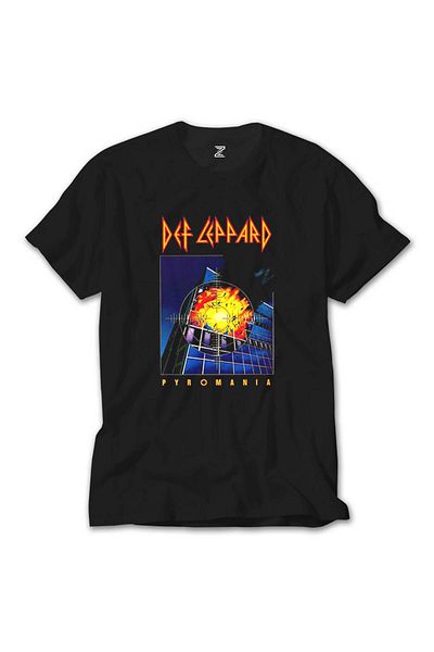 Z zepplin Μαύρο T-Shirt Def Leppard Pyromania