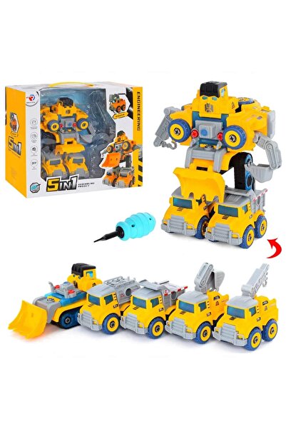 Tower Toys 5in1 Robota Dönüşen Sök Tak İnşaat Araçları