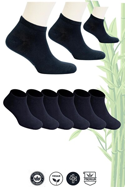 AURUM Erkek 6'lı Premium Bambu Patik Çorap Dikişsiz - 6 Çift Siyah